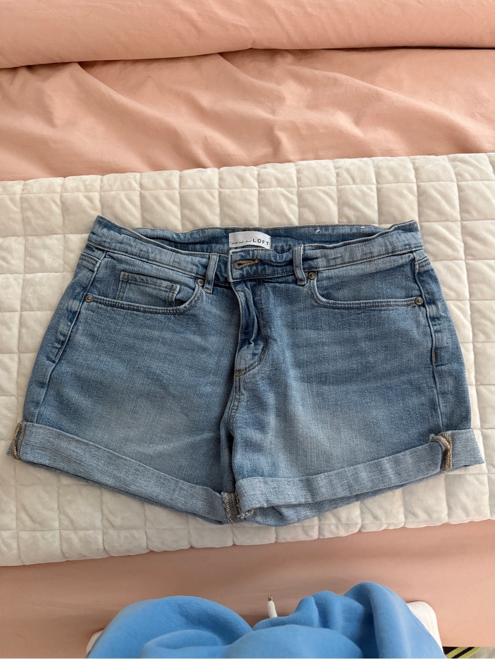 LOFT Light Wash Rolled-Hem Denim Shorts